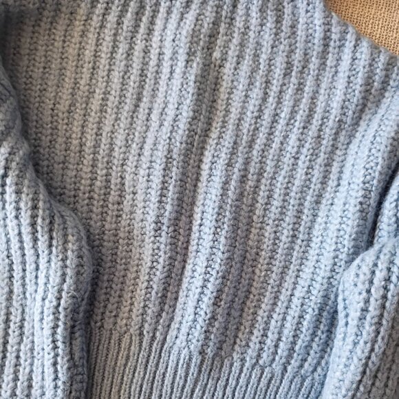 ZARA Light Blue Chunky Knit Turtleneck Sweater | Size S - Picture 5 of 8